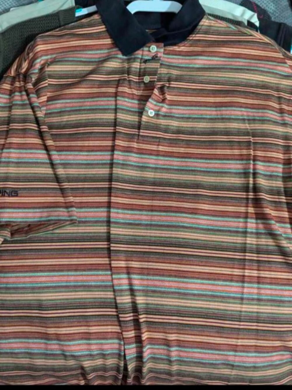 Ping Golf Shirt Men Large Striped Multi Color